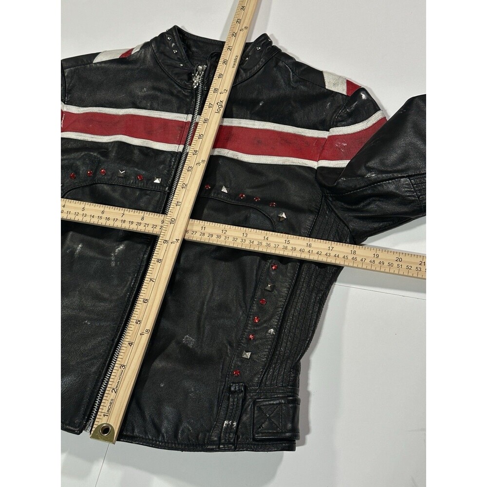 Wilson’s Leather Def Leppard Jacket Women’s Medium Studded Distressed Black Zip - Picture 13 of 15
